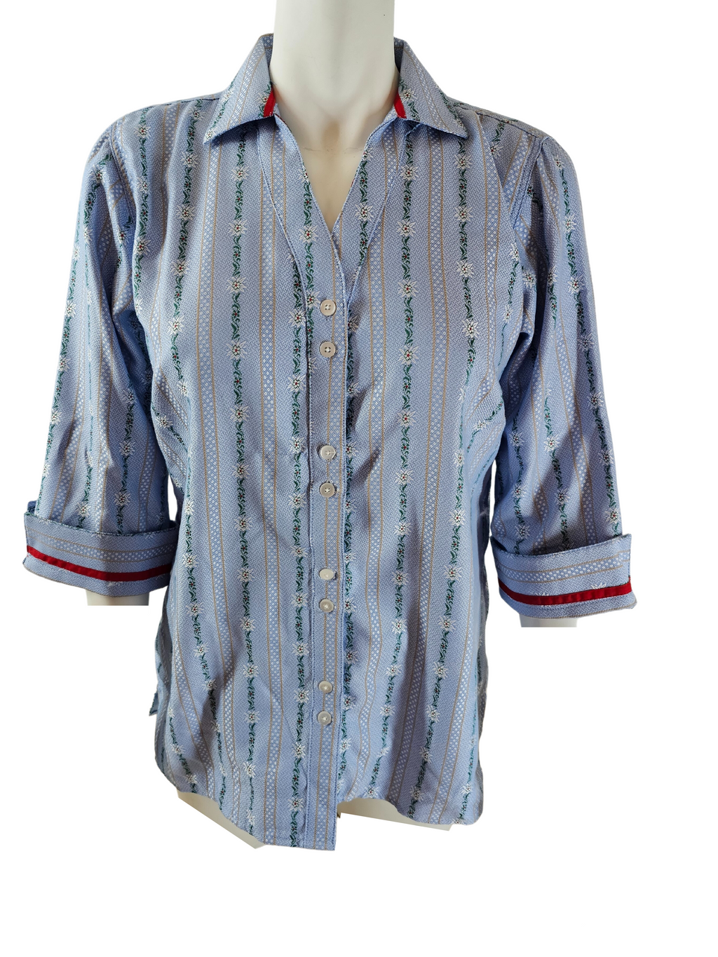 Edelweiss Bluse V-Ausschnitt